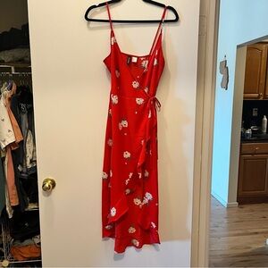 Floral red midi dress